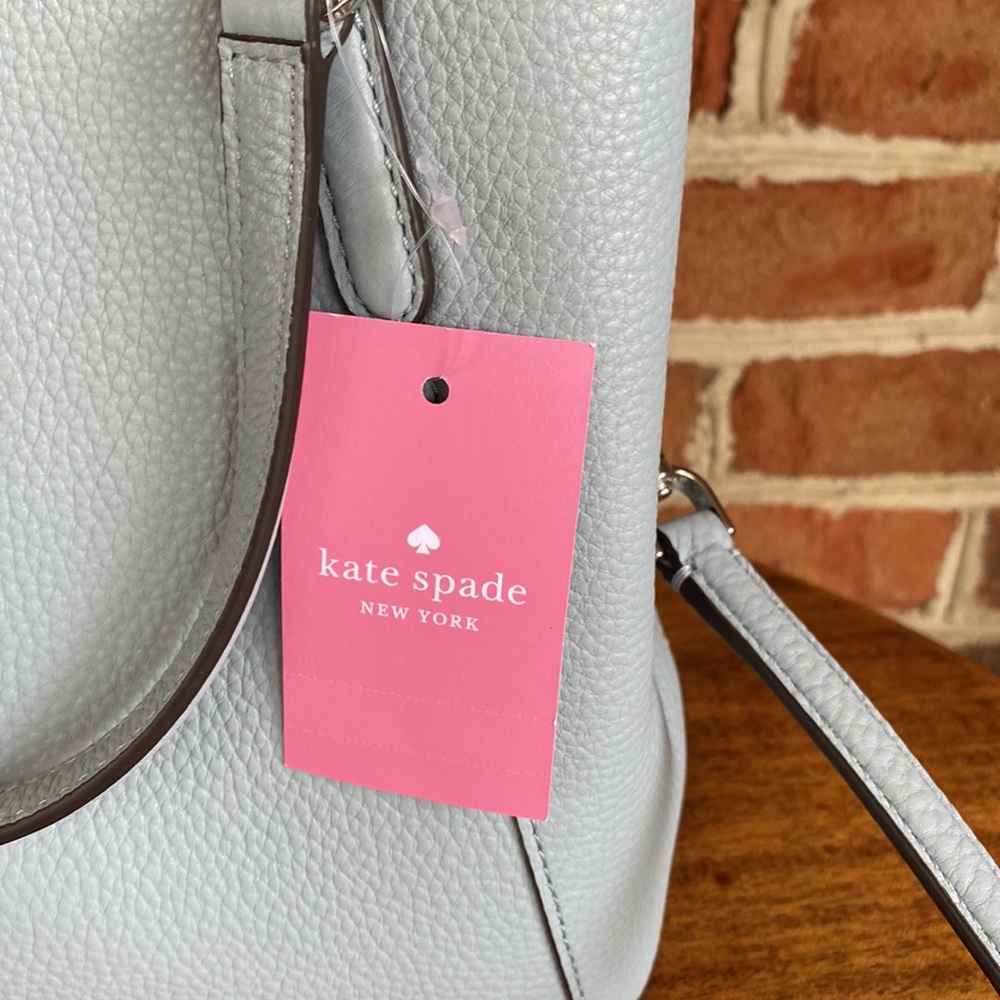 Kate Spade medium triple compartment satchel, blue pebbled leather, NWT - Picture 3 of 9